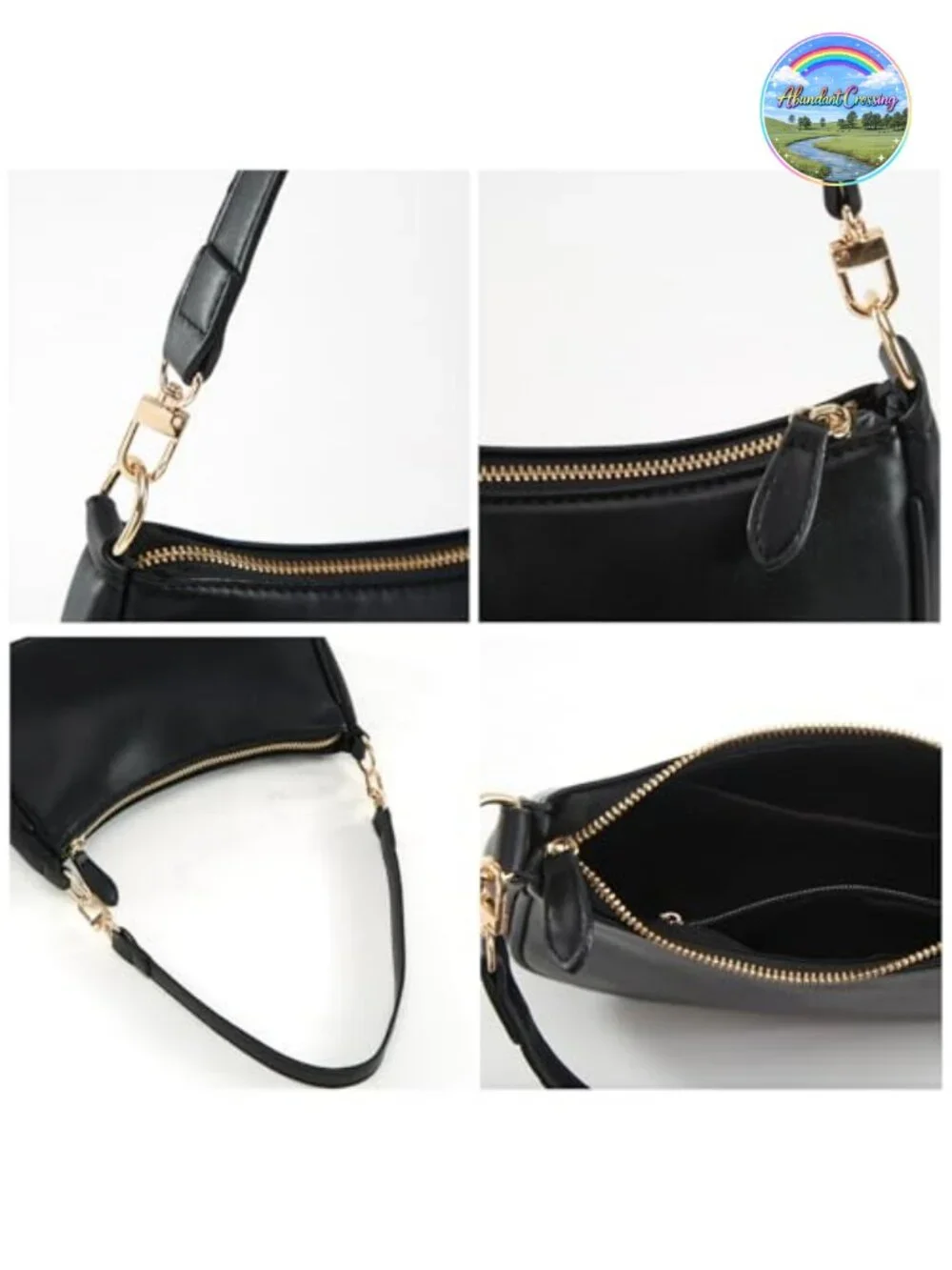 Vegan Leather Crescent Hobo Crossbody Purse Shoulder Bag